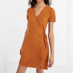Madewell Rust Wrap Tie Mini Dress - Size M - NWOT
